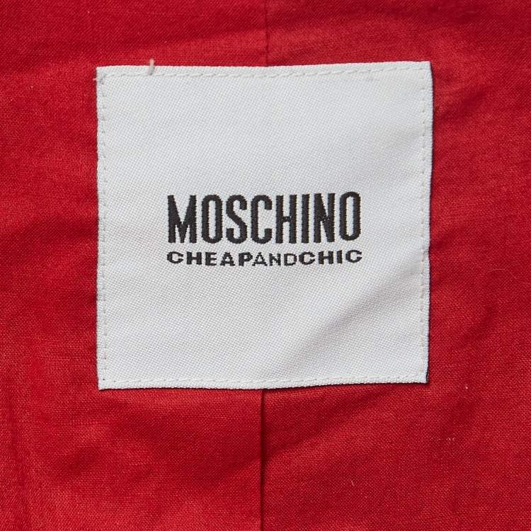 Pre Owned Moschino Cheap and Chic Black Floral Applique Cotton Blazer M