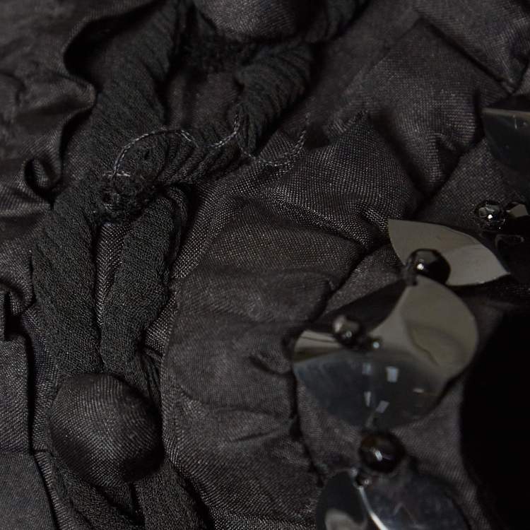Pre Owned Moschino Cheap and Chic Vintage Black Metal Embellished Neck Silk Midi Dress M