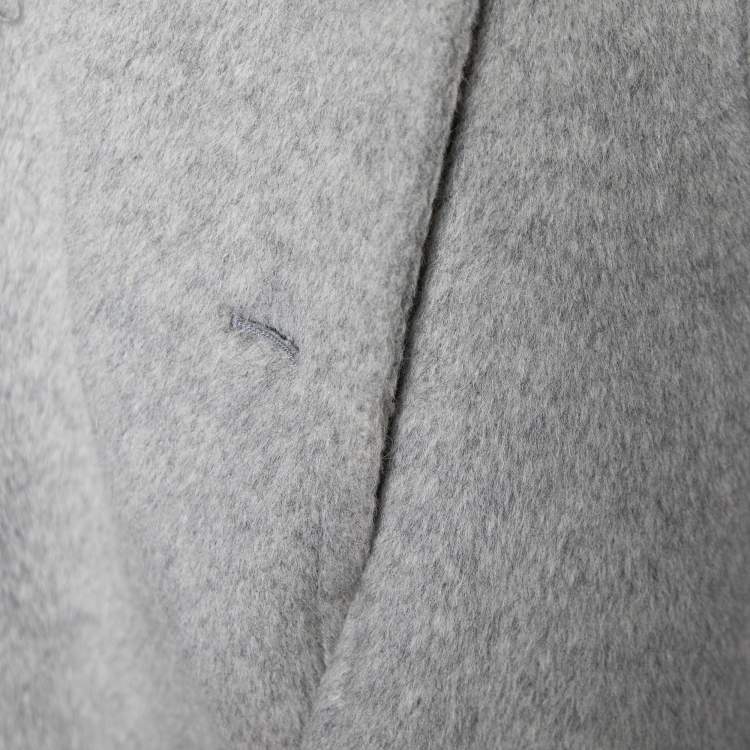 Pre Owned Moschino Cheap and Chic Grey Alpaca Wool Bow Detail Coat L