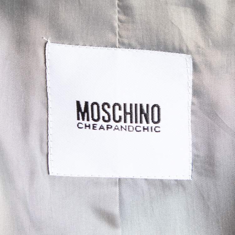 Pre Owned Moschino Cheap and Chic Grey Alpaca Wool Bow Detail Coat L
