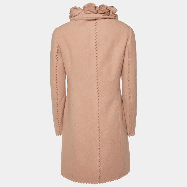Pre Owned Moschino Cheap and Chic Pink Wool Rose Collar Detail Coat M