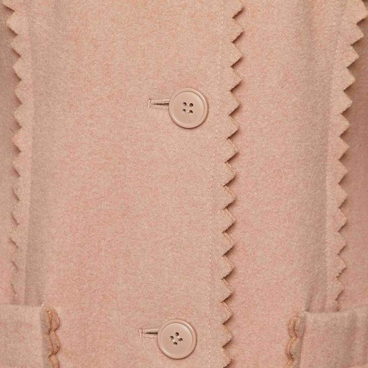 Pre Owned Moschino Cheap and Chic Pink Wool Rose Collar Detail Coat M