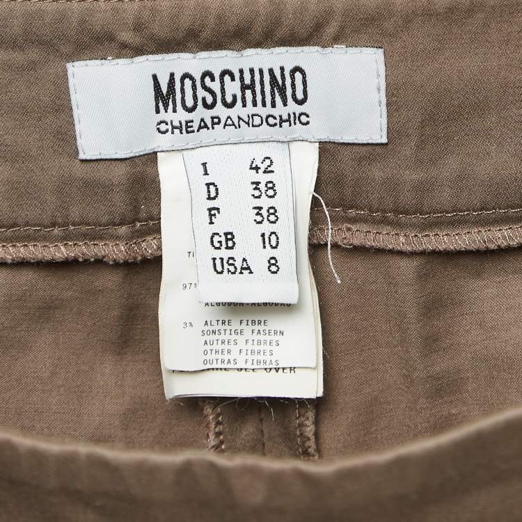 Pre Owned Moschino Cheap and Chic Brown Cotton Skinny Trousers M