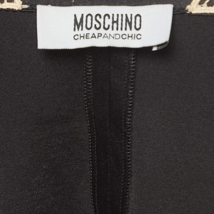 مملوكة مسبقًا Moschino Cheap and Chic Black Lace Collar Satin Blouse M