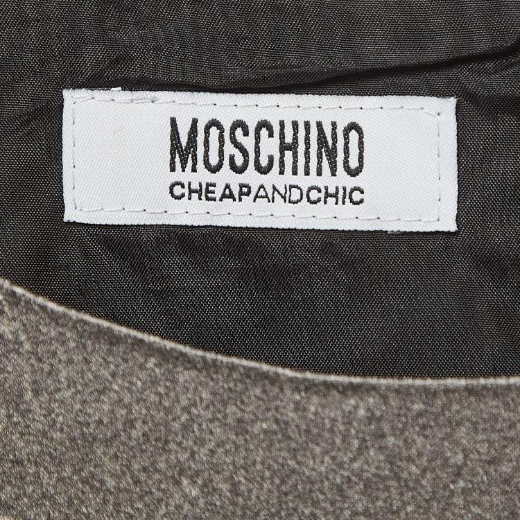 Pre Owned Moschino Cheap and Chic Black Statue Of Liberty Printed Crepe Mini Dress S