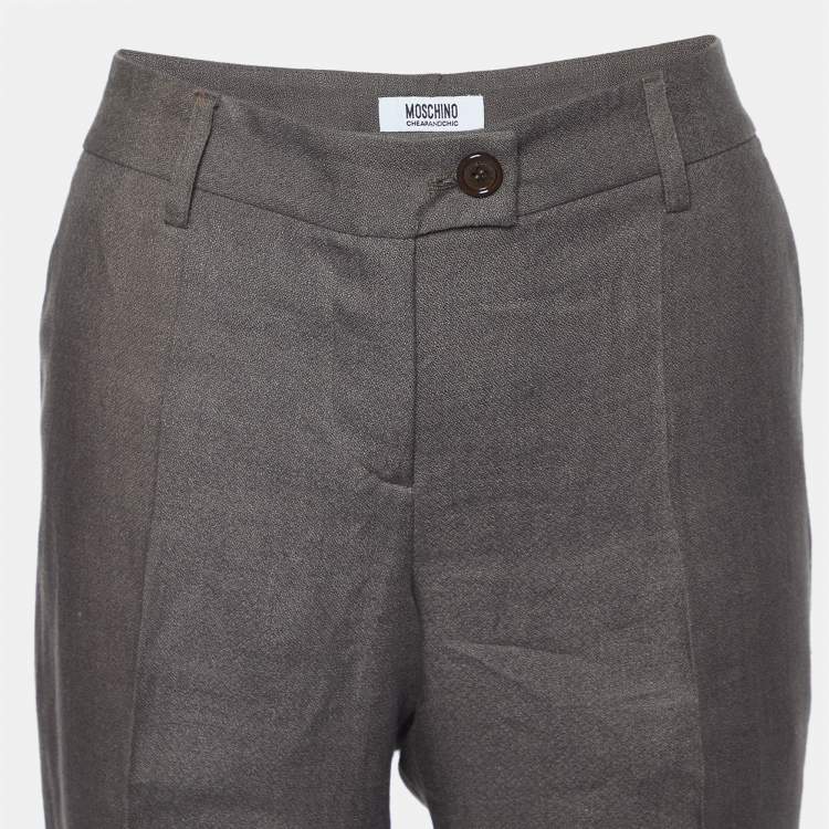 Pre Owned Moschino Cheap and Chic Brown Linen Flared Trousers M