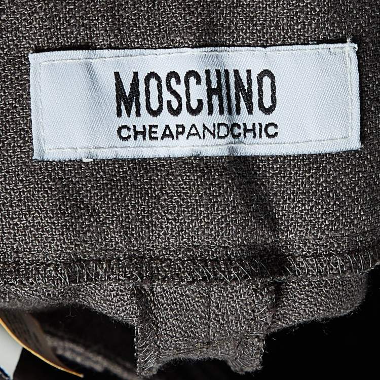 Pre Owned Moschino Cheap and Chic Brown Linen Flared Trousers M