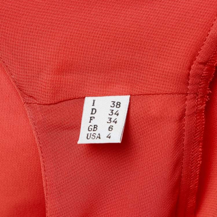 Pre Owned Moschino Cheap and Chic Red Chiffon Corsage Rose Detail Shift Dress S
