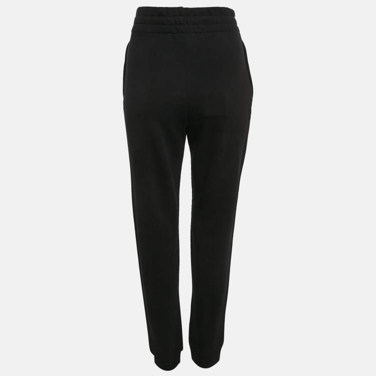 Pre Owned Moschino Couture Black Logo Print Cotton Knit Joggers M