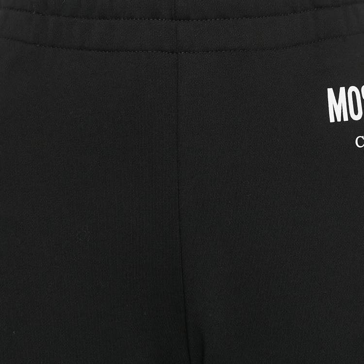 Pre Owned Moschino Couture Black Logo Print Cotton Knit Joggers M