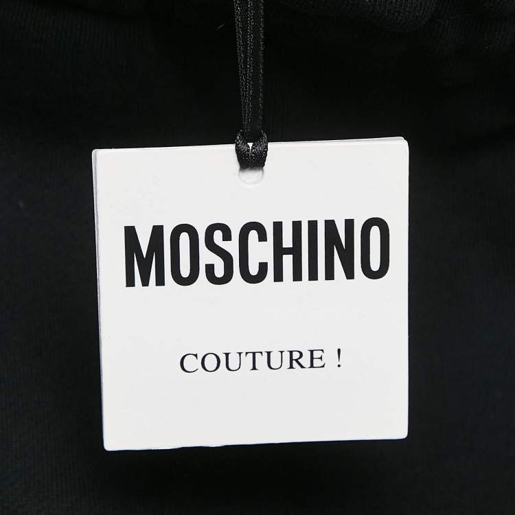 Pre Owned Moschino Couture Black Logo Print Cotton Knit Joggers M