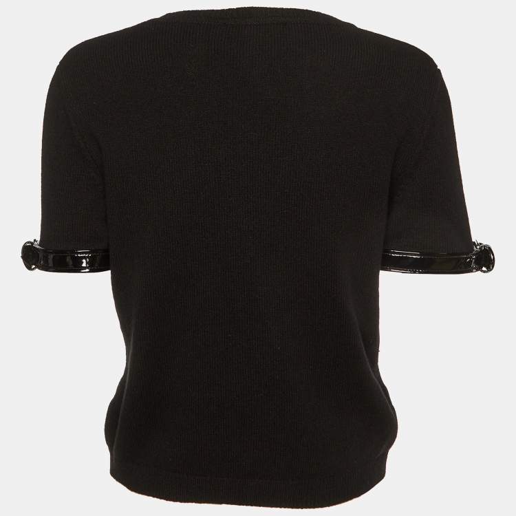 Pre Owned Moschino Couture Black Cashmere Belted Cuff Detail Jumper L