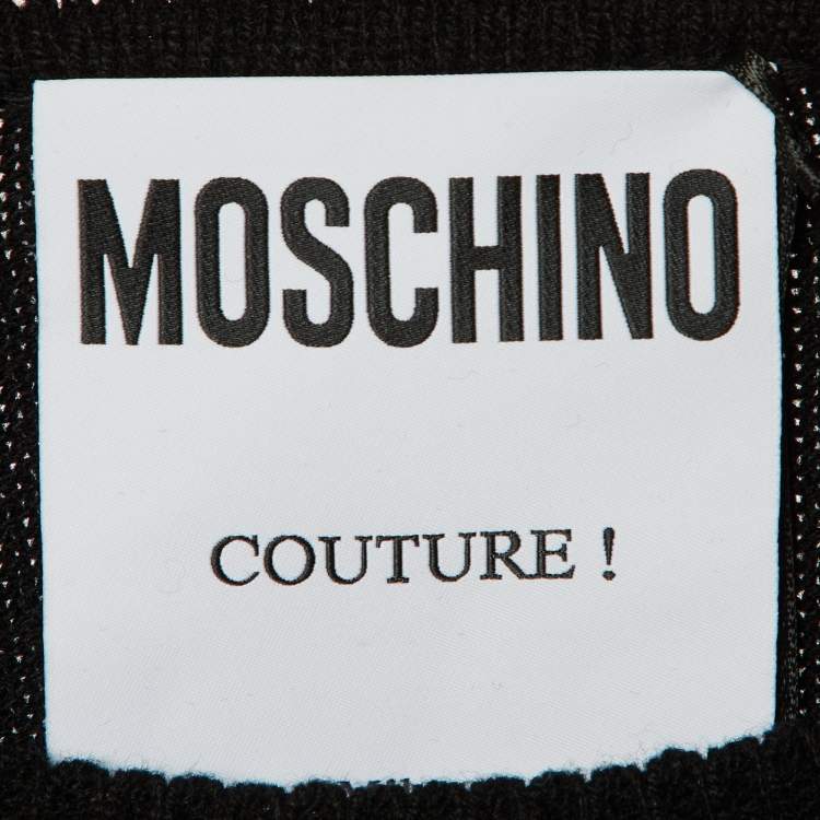 Pre Owned Moschino Couture Black Cashmere Belted Cuff Detail Jumper L