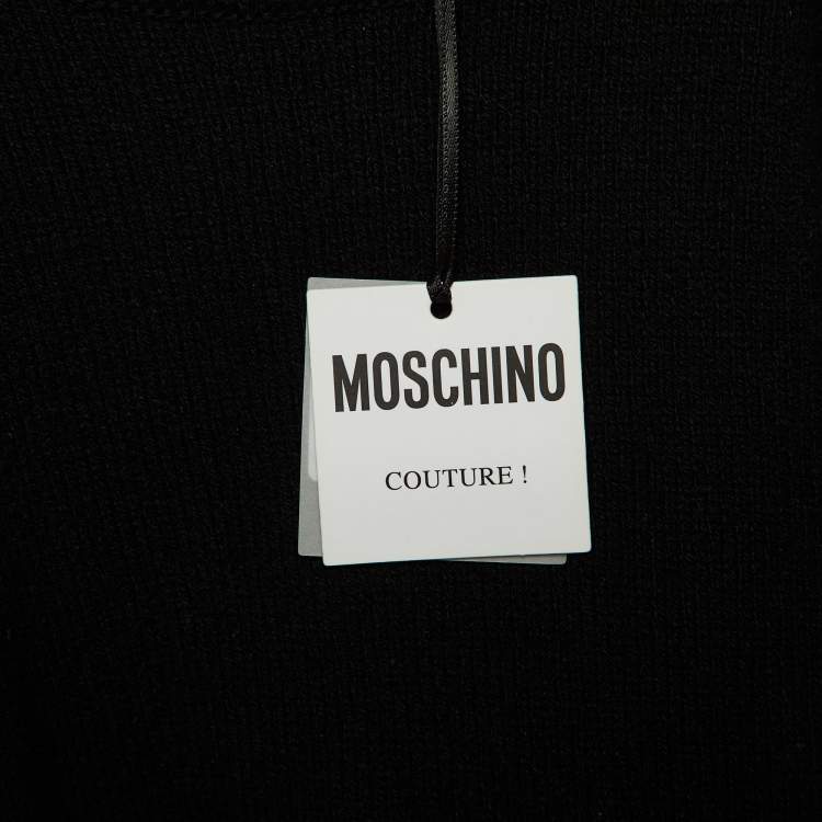Pre Owned Moschino Couture Black Cashmere Belted Cuff Detail Jumper L