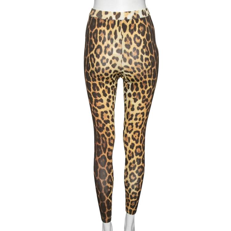 Pre Owned Moschino Couture Brown Animal Printed Knit Lightweight Pants S
