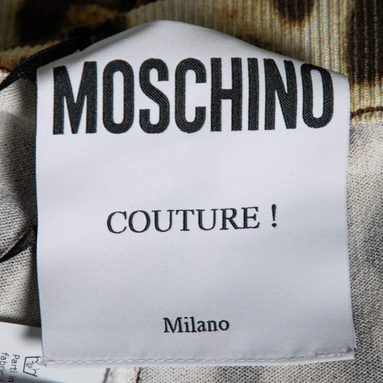 Pre Owned Moschino Couture Brown Animal Printed Knit Lightweight Pants S