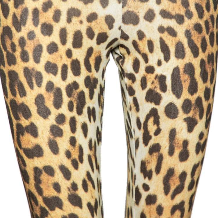 Pre Owned Moschino Couture Brown Animal Printed Knit Lightweight Pants S