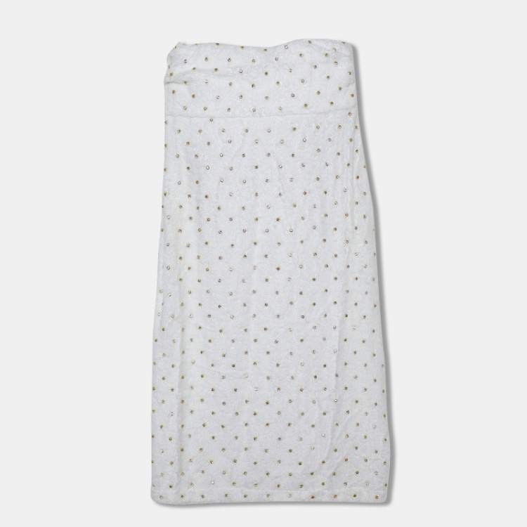 Pre Owned Moschino Couture White Stud Embellished Terry Cotton Strapless Towel Dress S