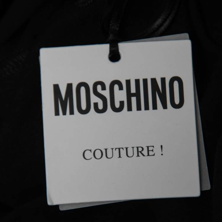 مملوكة مسبقًا Moschino Couture Black Cotton Logo Embroidered Short Sleeve T-Shirt M