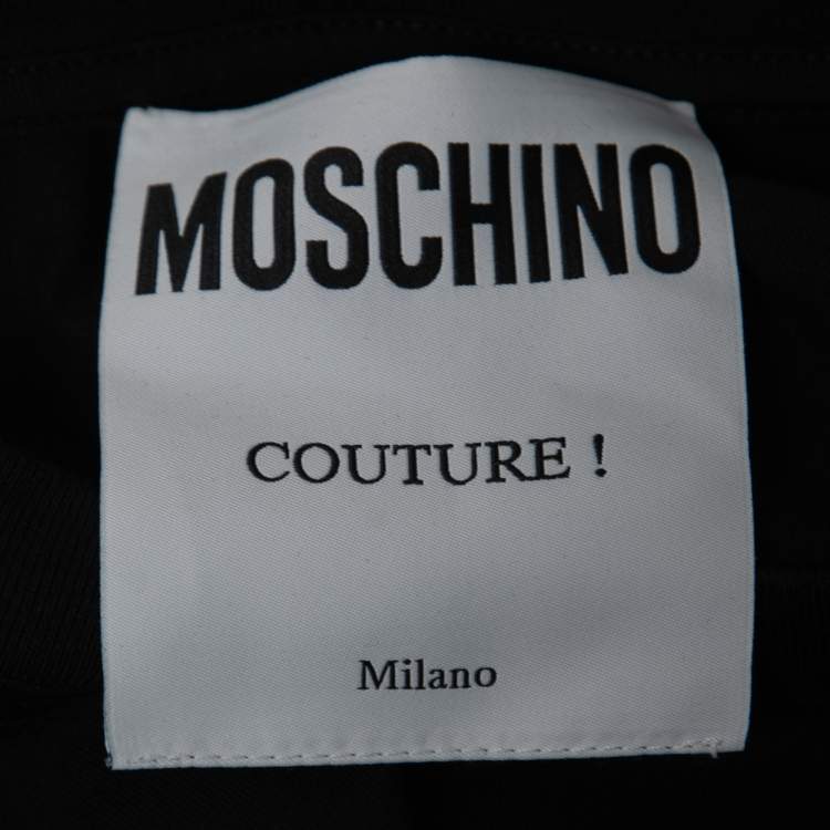 مملوكة مسبقًا Moschino Couture Black Cotton Logo Embroidered Short Sleeve T-Shirt M