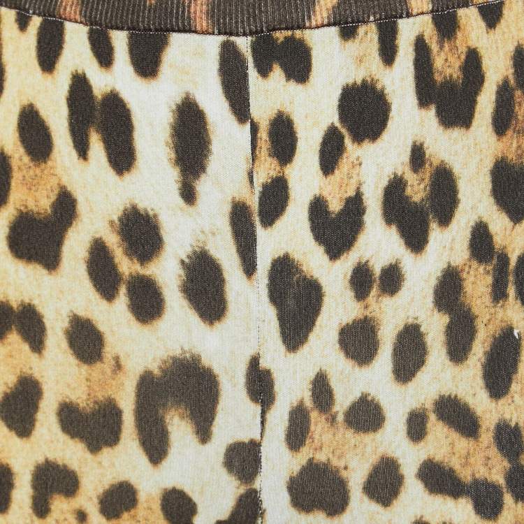 Pre Owned Moschino Couture Yellow Animal Print Knit Leggings M