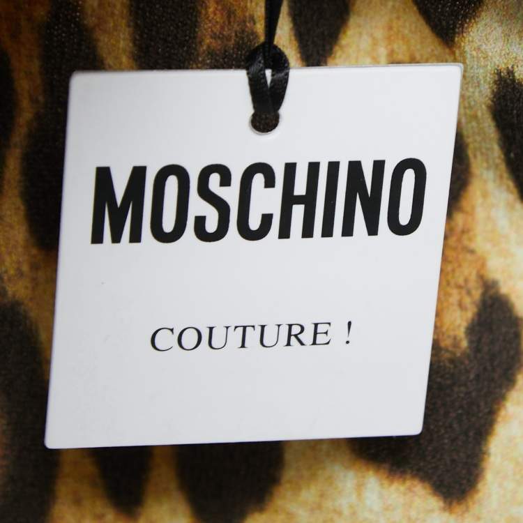 Pre Owned Moschino Couture Yellow Animal Print Knit Leggings M