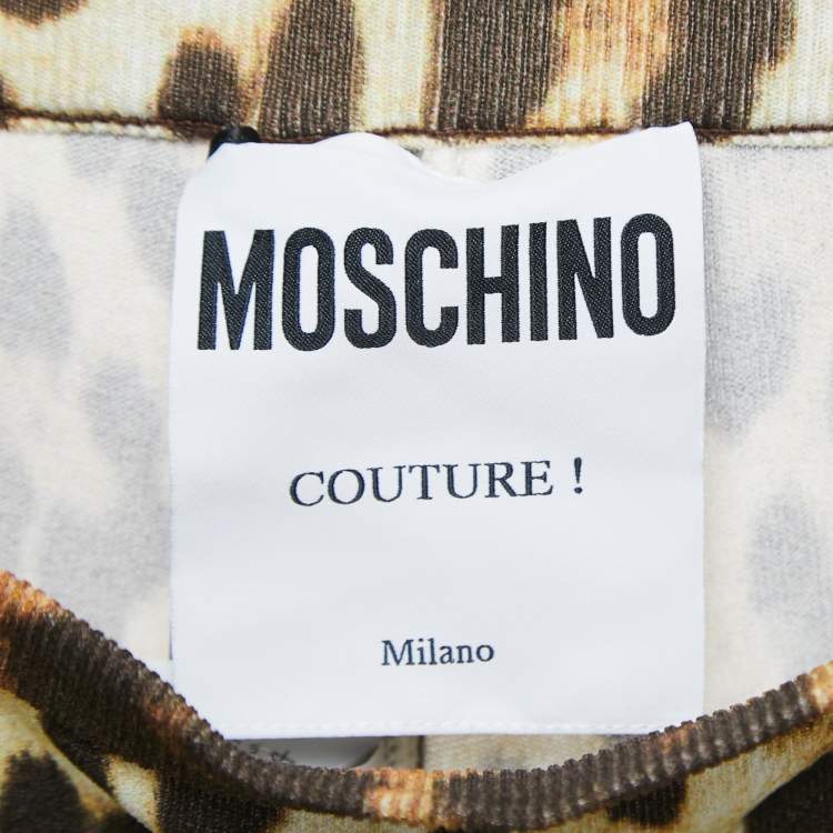 Pre Owned Moschino Couture Yellow Animal Print Knit Leggings M