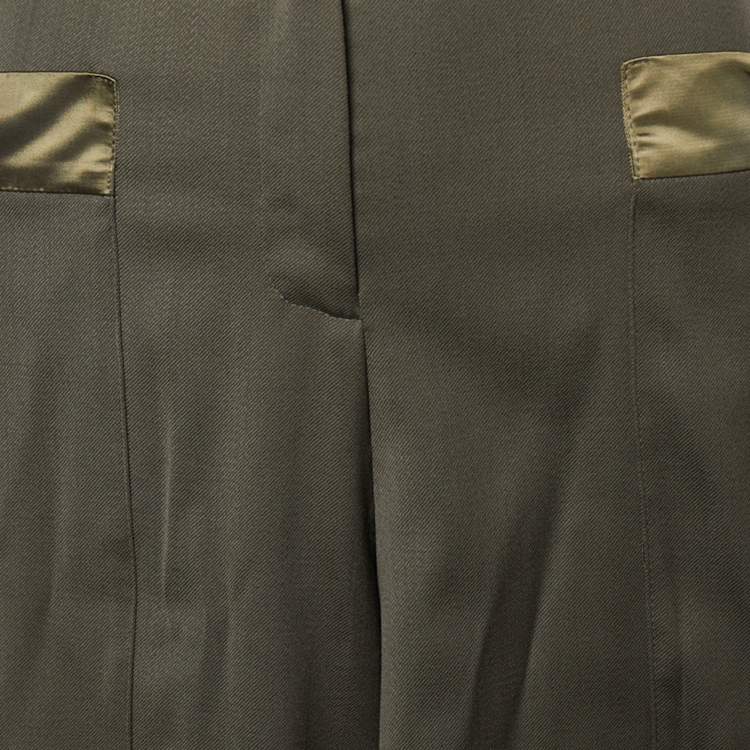 Pre Owned Moschino Couture Military Green Wool Contrast Detail Pocket Shorts L