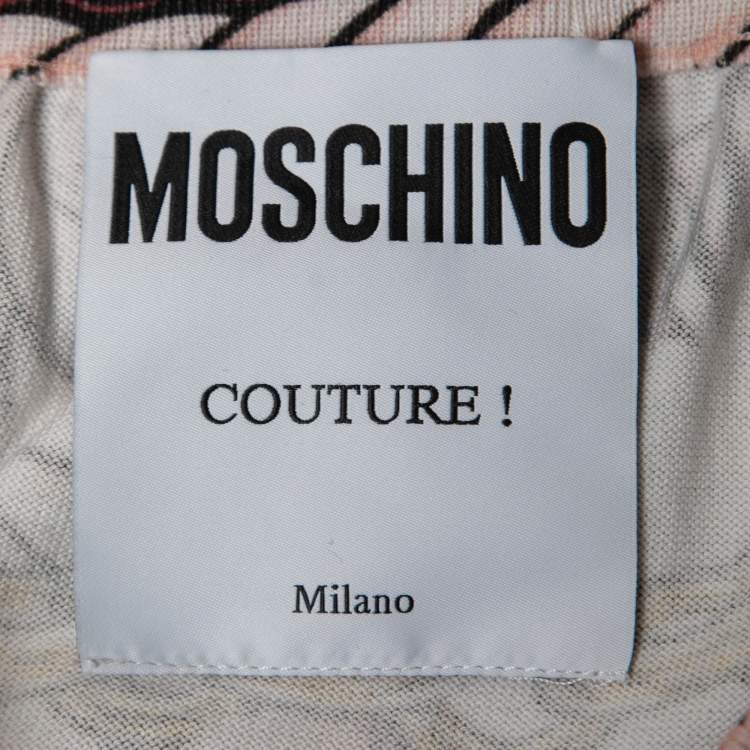 Pre Owned Moschino Couture Pink Chain Printed Knit Mini Skirt M