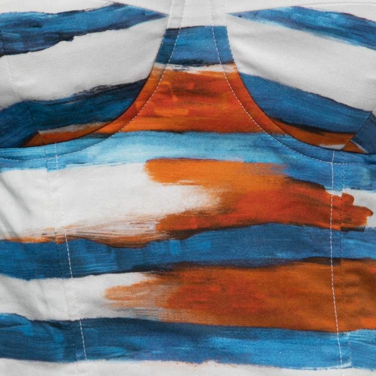 Pre Owned Moschino Couture Multicolor Striped Cotton Bustier Top S