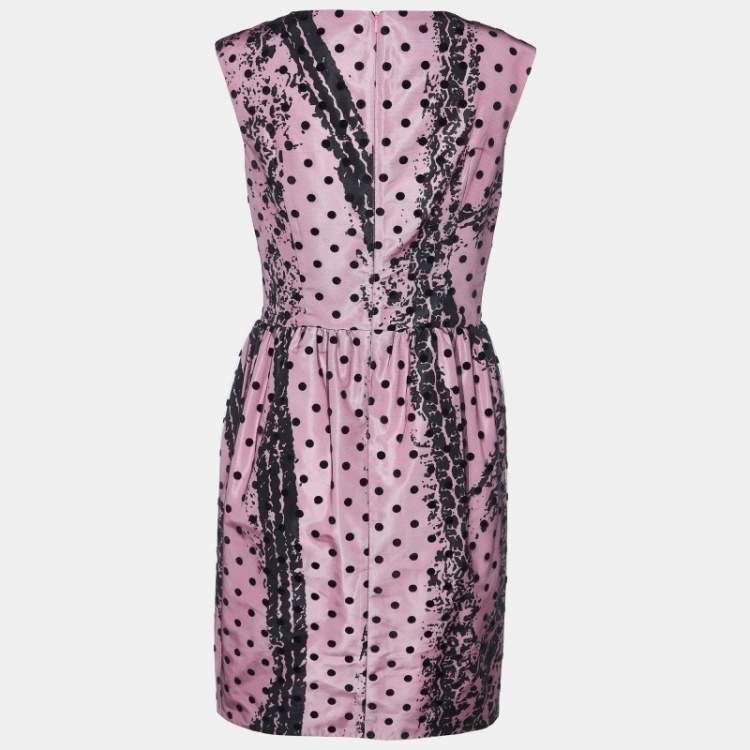Moschino Couture Pink Printed Satin & Polka Dot Tulle