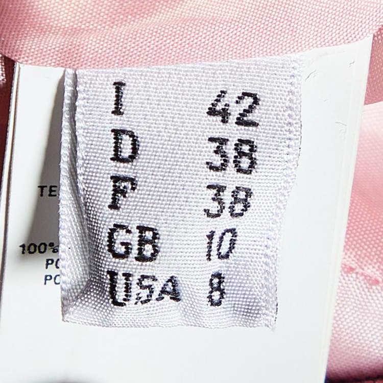 Pre Owned Moschino Couture Pink Printed Satin & Polka Dot Tulle Sleeveless Sheath Dress M
