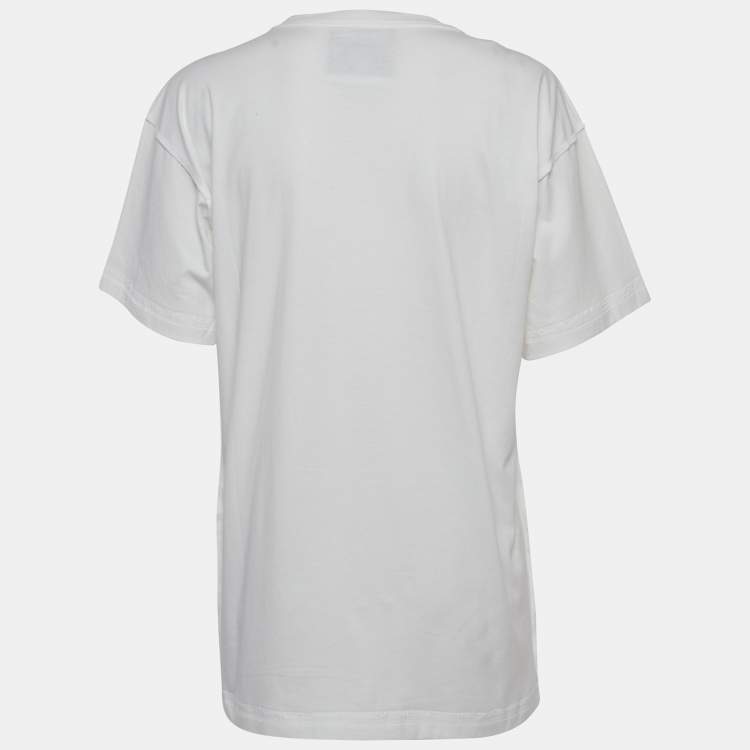 Moschino Couture White Embroidered Teddy Bear Cotton T-Shirt