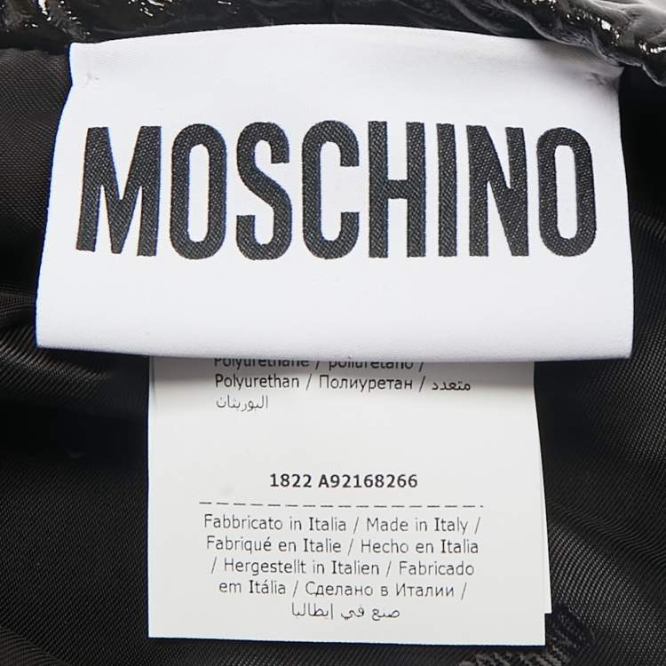 Pre Owned Moschino Couture Black Faux Leather Beret Hat M