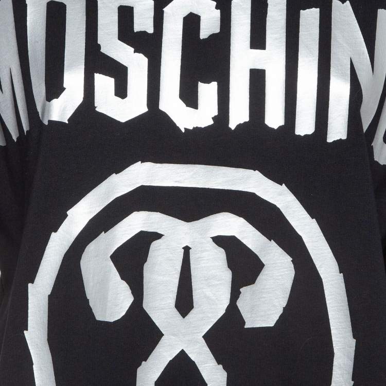 Pre Owned Moschino Couture Black Double Question Mark Print Cotton T-shirt M