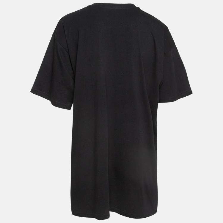 Pre Owned Moschino Couture Black Double Question Mark Print Cotton T-shirt M