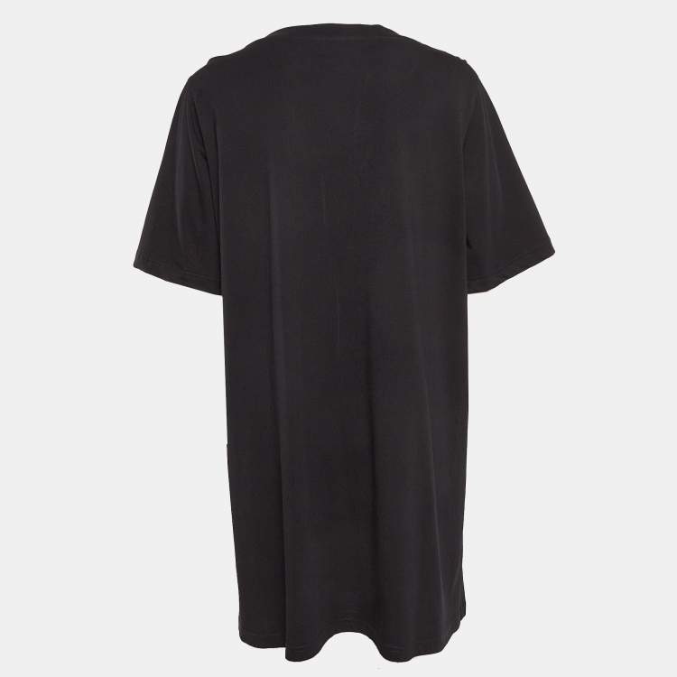 Pre Owned Moschino Couture Black Logo Print Jersey T-Shirt Dress M