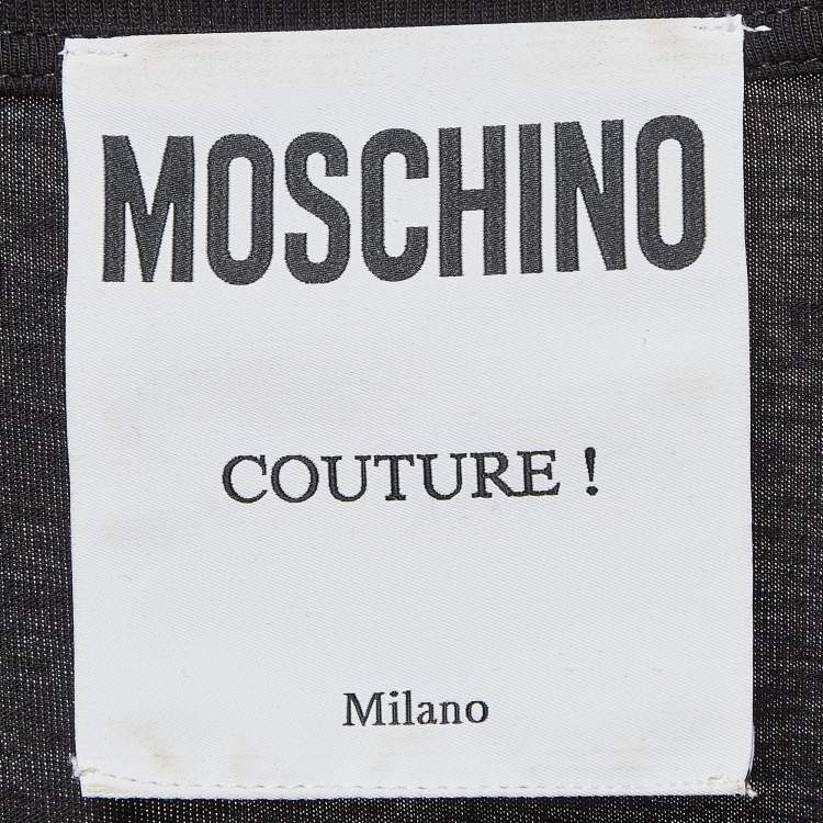 Pre Owned Moschino Couture Black Logo Print Jersey T-Shirt Dress M