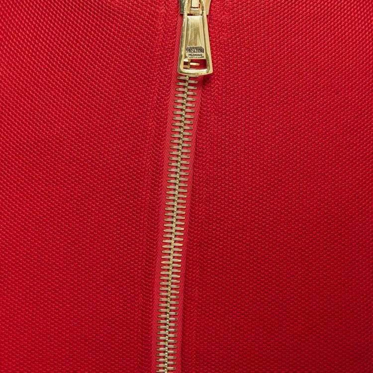Pre Owned Moschino Couture Red Cotton Pique Zipped Knee-Length Skirt M