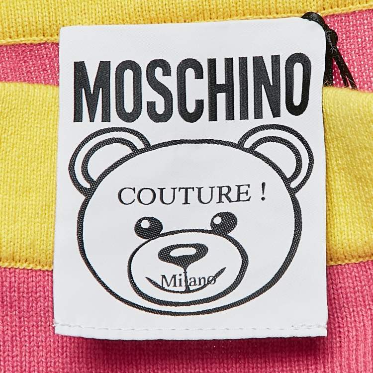 Pre Owned Moschino Couture Pink Embroidered Knit Mini Skirt M