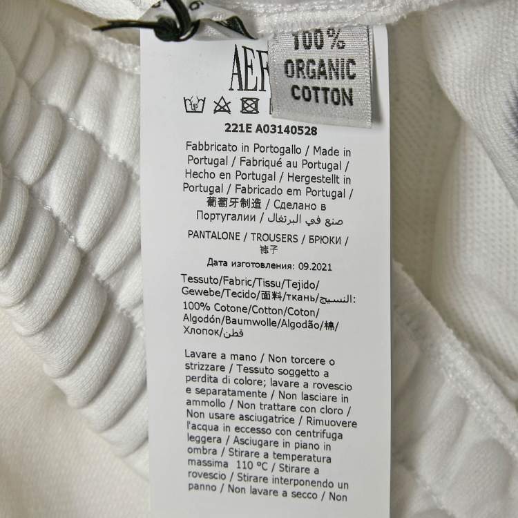 Pre Owned Moschino Couture White Logo Print Cotton Knit Joggers S