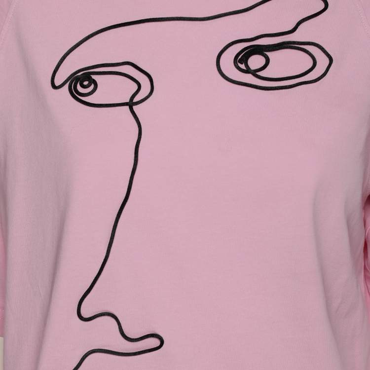 Pre Owned Moschino Couture Pink Face Embroidered T-Shirt S