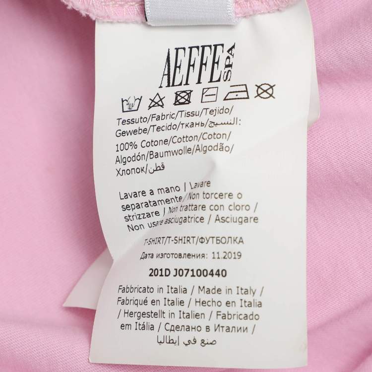 Pre Owned Moschino Couture Pink Face Embroidered T-Shirt S
