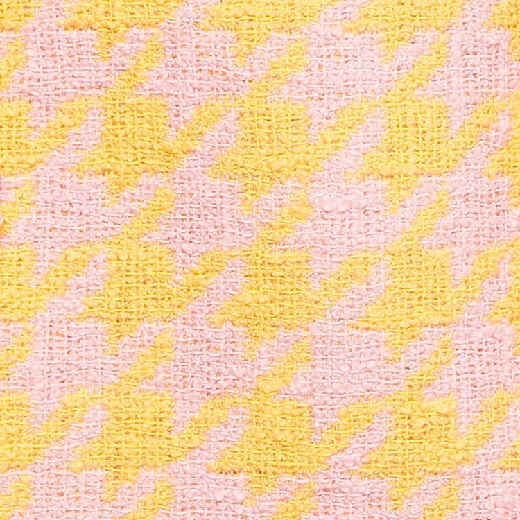 Pre Owned Moschino Couture Pink/Yellow Houndstooth Cotton Mini Skirt S