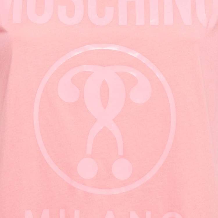 Pre Owned Moschino Couture Pink Logo Print Jersey T-Shirt M