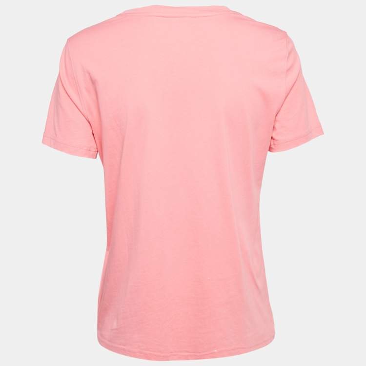 Pre Owned Moschino Couture Pink Logo Print Jersey T-Shirt M