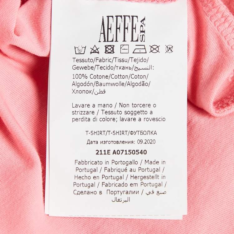 Pre Owned Moschino Couture Pink Logo Print Jersey T-Shirt M