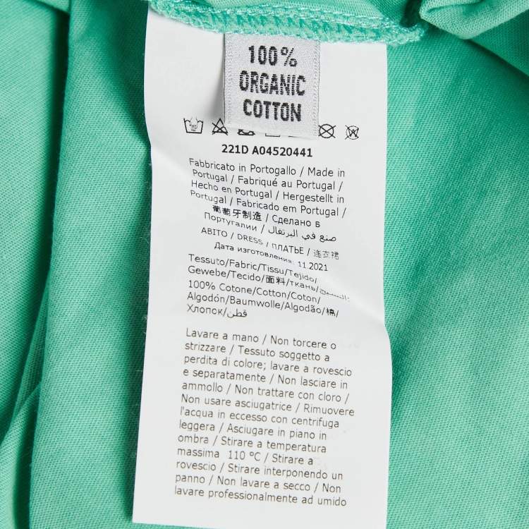 مملوكة مسبقًا Moschino Couture Green Logo Embroidered Cotton T-Shirt Dress M