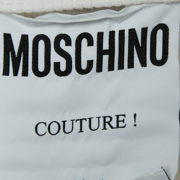 Pre Owned Moschino Couture White Logo Print Rib Knit Tank Top S