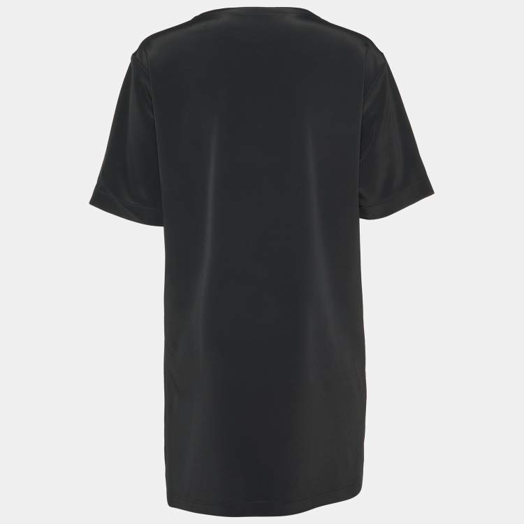 Pre Owned Moschino Couture Black Logo Studded Crepe Shift Dress M